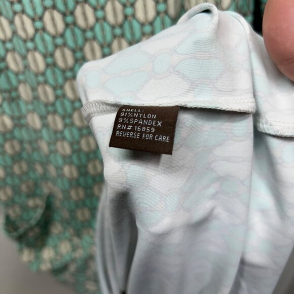 J. McLaughlin Green & Beige Chain Print Dress With Pockets Nylon/Spandex L - Picture 3 of 9